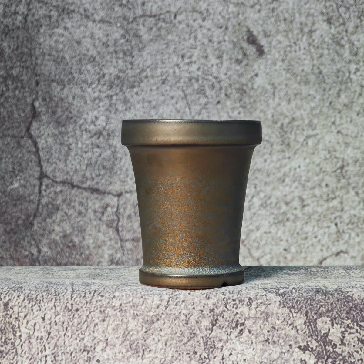 cache pot bronze porcelaine vintage rustique finition métallique plante succulente intérieur fleur unique