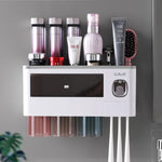 porte brosses dents distributeur dentifrice adhésif moderne blanc noir violet translucent