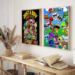 affiche poster cartoon sprunki personnages animés texte juste garçon cadre bois décoration