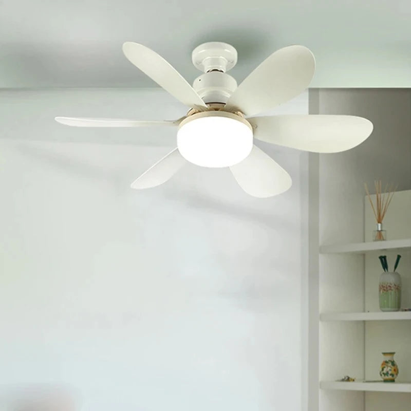 ventilateur moderne blanc lampe led intégrée fixation éclairage salon chambre coucher