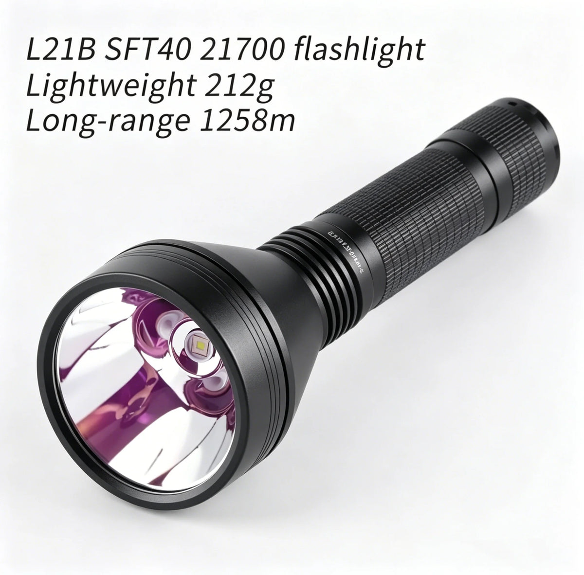 lampe torche noire rechargeable lumière intense 2000 lumens 500m distance aluminium