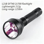 lampe torche noire rechargeable lumière intense 2000 lumens 500m distance aluminium