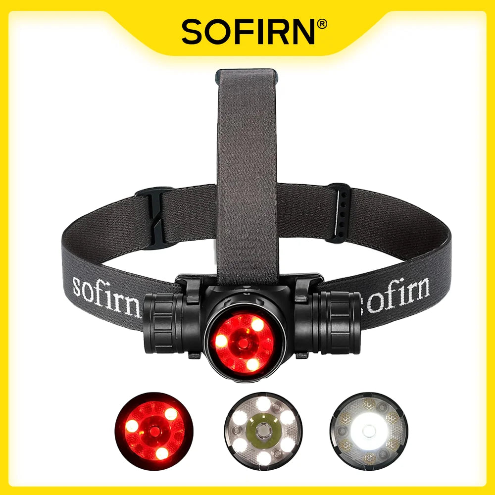 lampe frontale led rechargeable 2000lm ip65 noir rouge ceinture ajustable