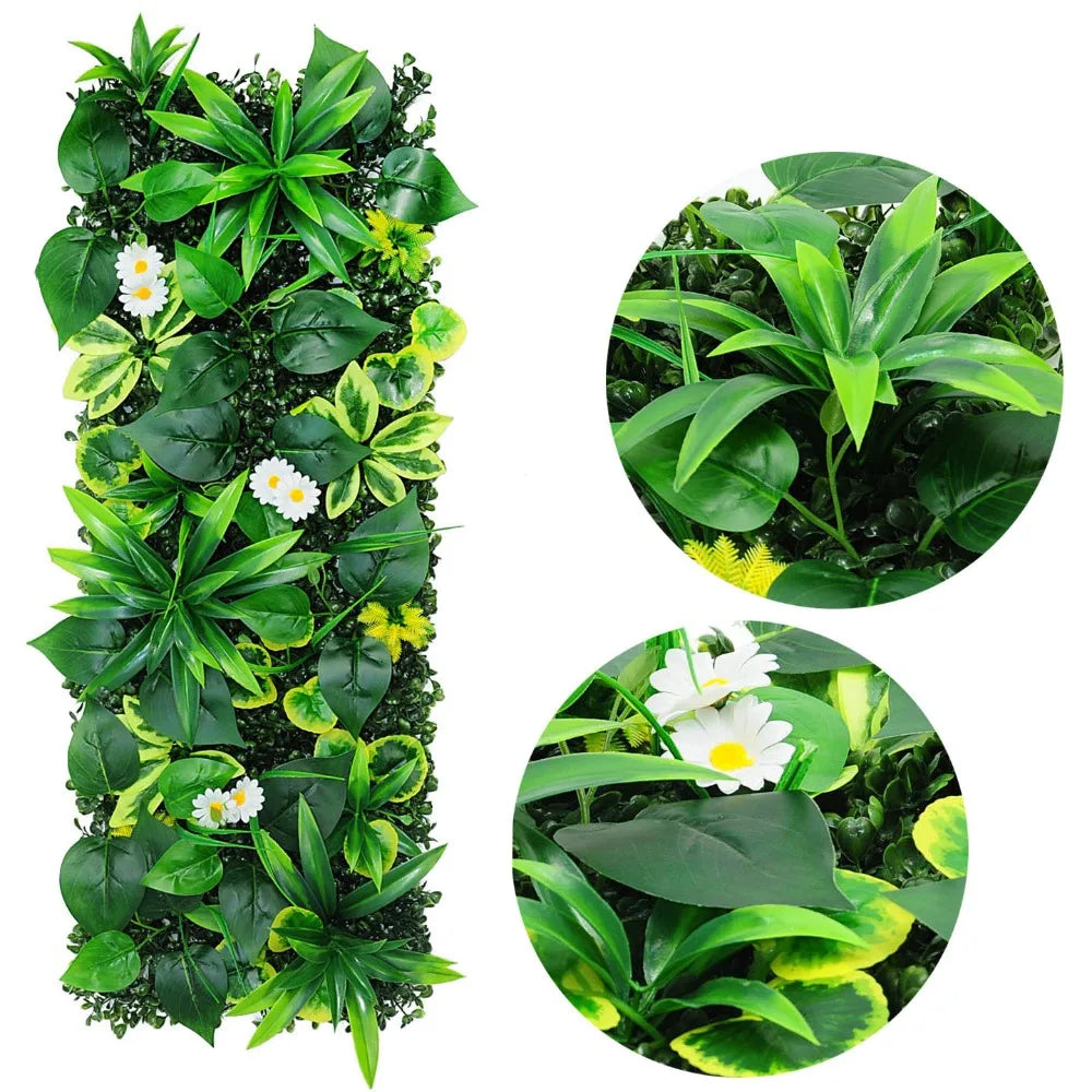 décoration murale plantes artificielles feuilles roses variées moderne intérieur vert rose jaune blanc rouge