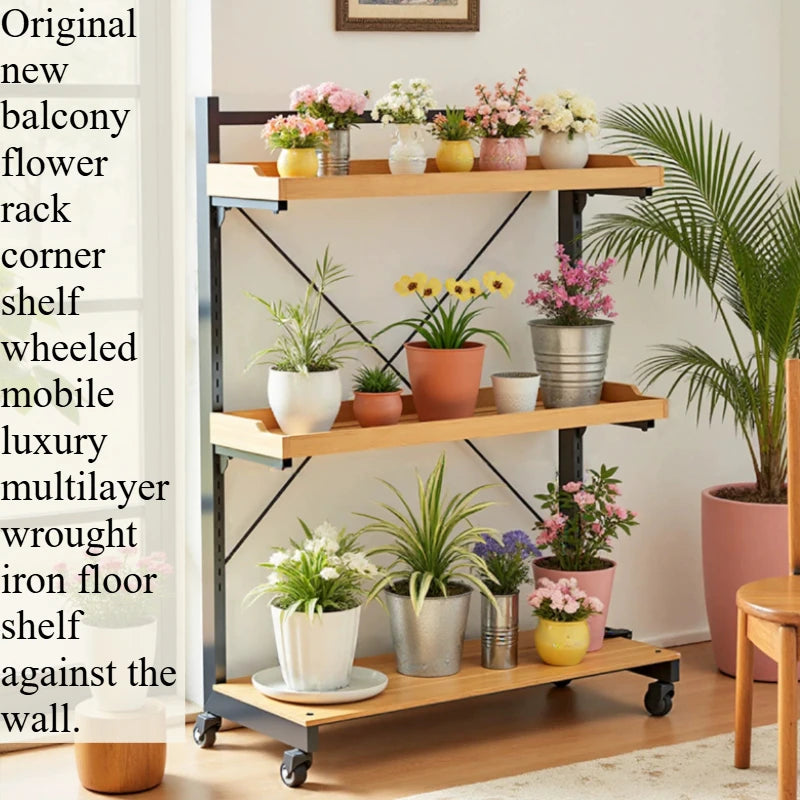 étagère extérieure pliants niveaux roulettes moderne matériaux bois métal plantes balcon jardin