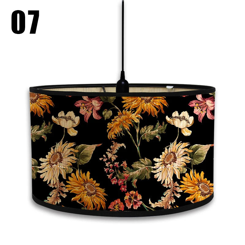 abat jour moderne fleur feuille tissu bambou ethnique floral opacité