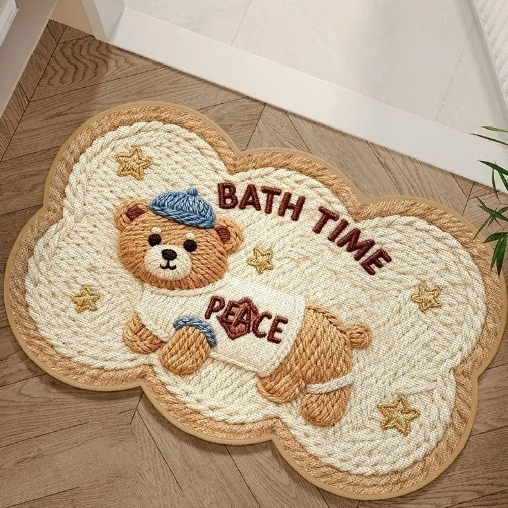 tapis bain antidérapant ours motif points colorés bébé enfant décoration chambre verte bleue rouge