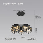 lampe suspendue moderne cubiques géométriques noir blanc chaînes interrupteur tactile chambre salon