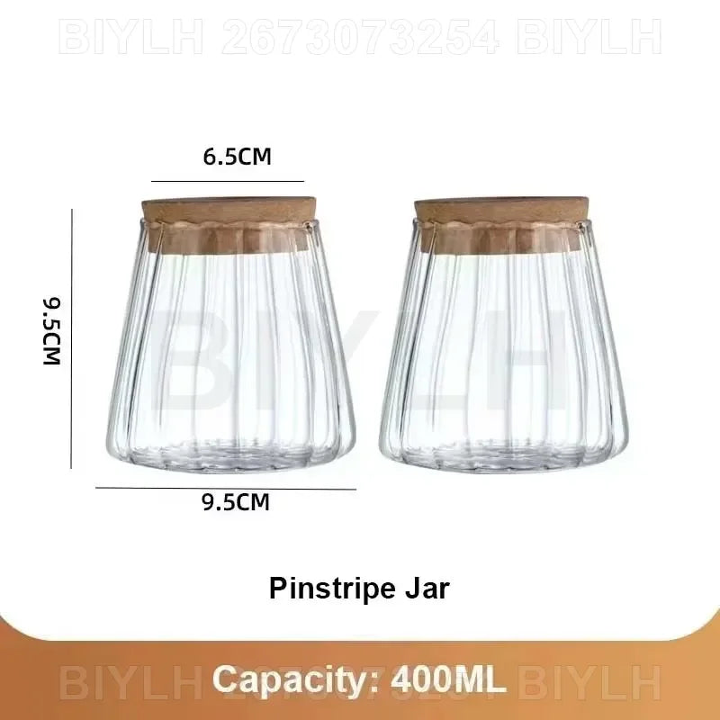 vases plantes verre transparent moderne minimaliste couvercle liège base bois