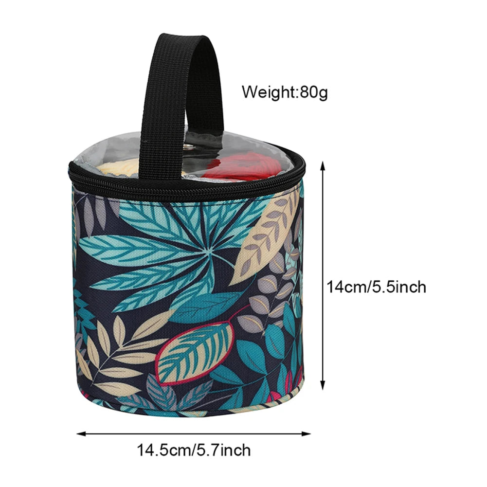 Sac rangement laine moderne noir rouge fleurs poignée amovible crochet pelotes mesures pratique