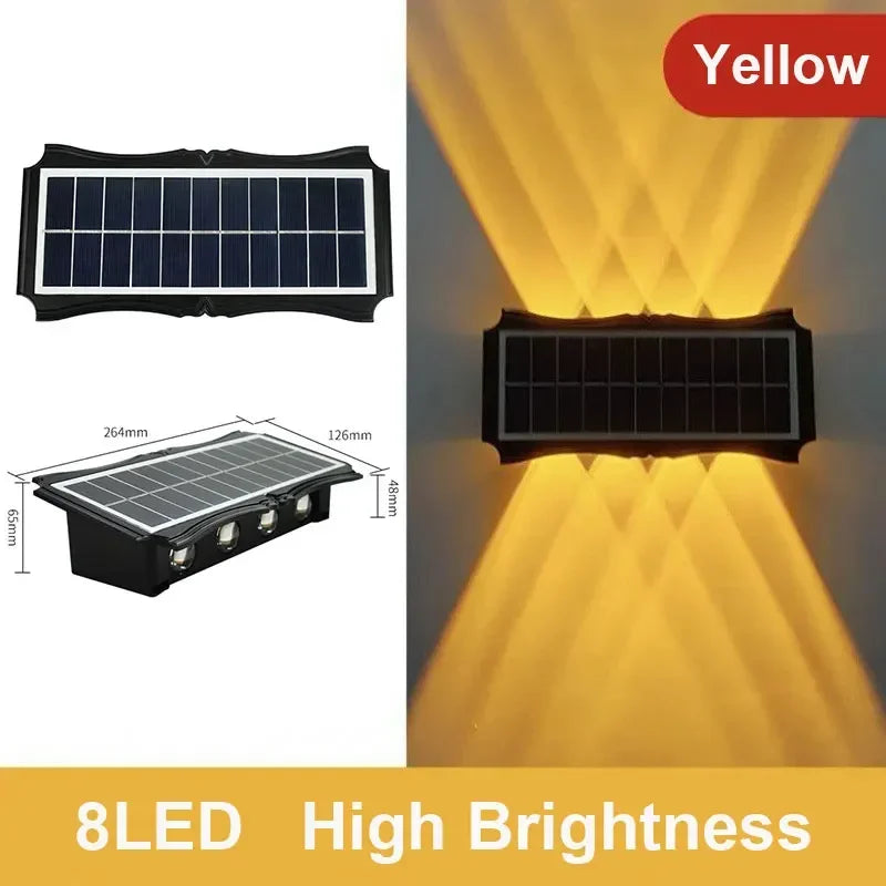 lumière led solaire murale moderne panneaux solaires texturés décoration extérieure balcon jardinRGBO Jaune Blanc