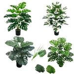 feuilles artificielles monstera vert nervures blanches décoration intérieure moderne trois pièces