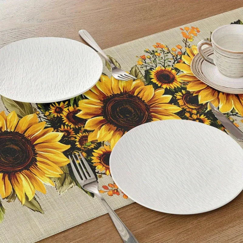 nappe table rustique motif tournesol jaune beige durable extérieure hiver automne