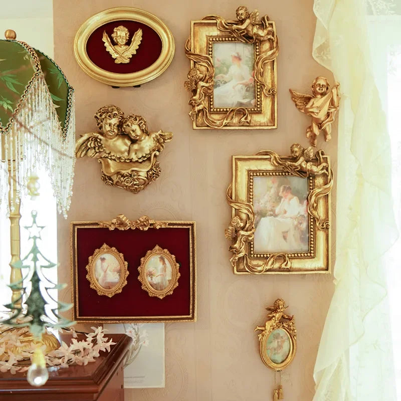 cadres decoratifs or ornements floraux angelots baroque decoration murale fixations murales luxe maison