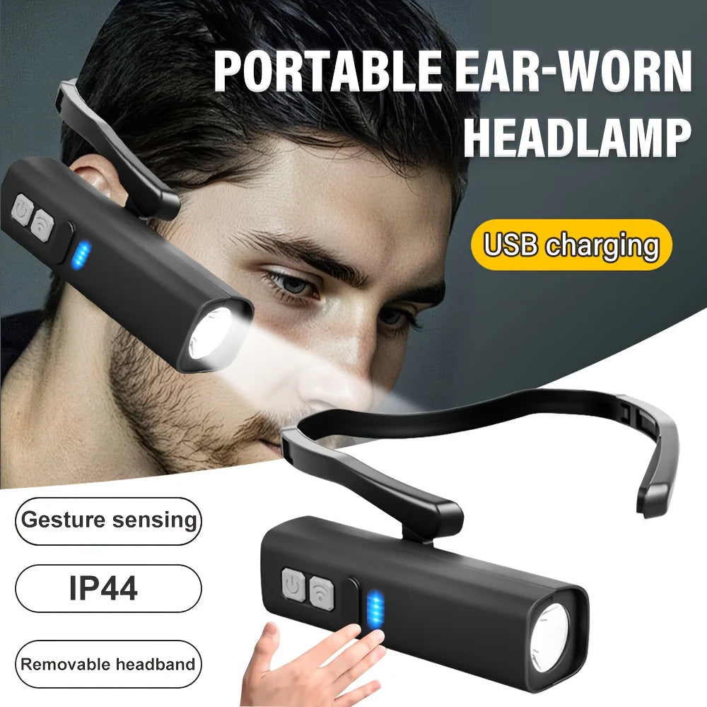 lampe frontale led rechargeable étanche mode moderne bande détachable noir 10w haut moyen bas