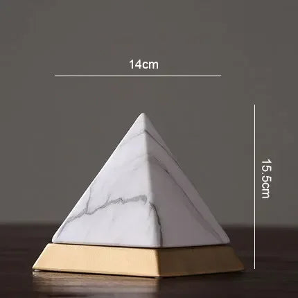 pyramide décorative moderne noir blanc marbre doré statuette vase diffuseur huiles essentielles boîte dorée