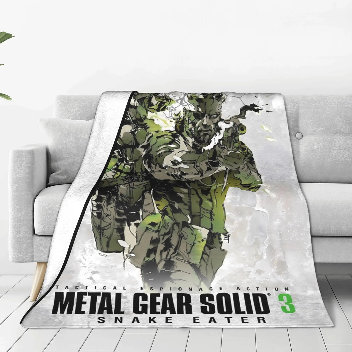 couverture polaire douce motif personnage militaire gris blanc vert lit chambre voyage maison adulte