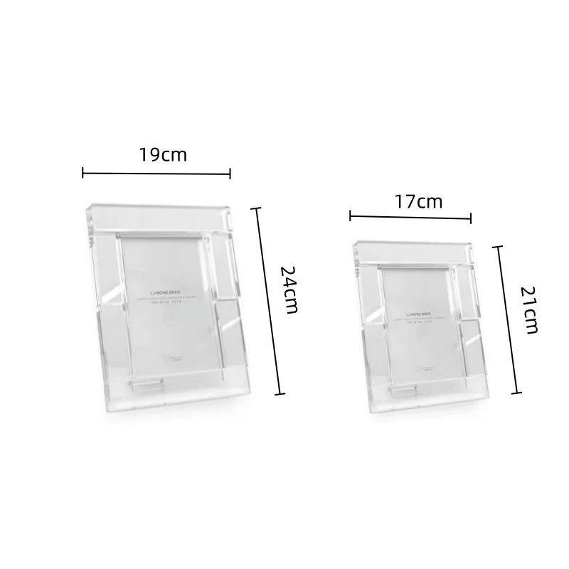 cadre photo moderne transparent verre rectangle adhésif support décoration maison 19cm 24cm 17cm 21cm