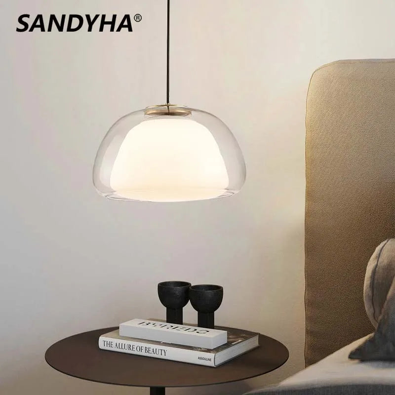 plafonnier led verre moderne simple transparent salle chambre câble suspension ajustable e27
