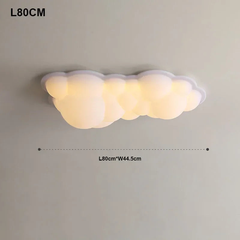 luminaire suspendu nuage moderne sphères lumineuses transparence partielle minimaliste fixations câbles métalliques