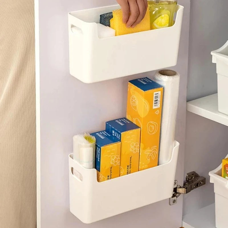 boîte rangement murale blanche pliante adhésive moderne conteneurs cuisine poignées sans bpa