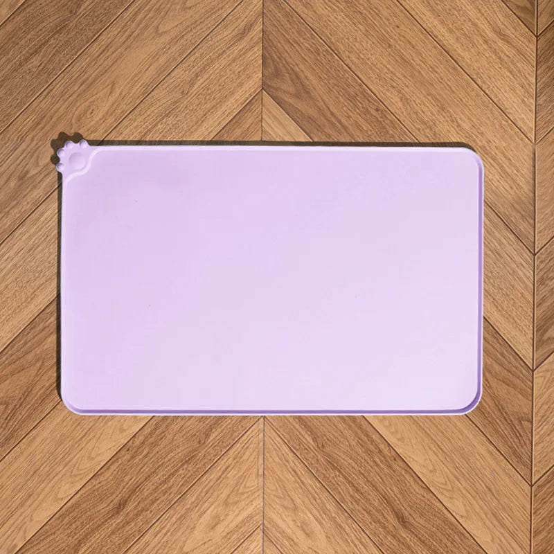 tapis nourriture animaux silicone violet vert jaune rose moderne empreintes pattes opaques