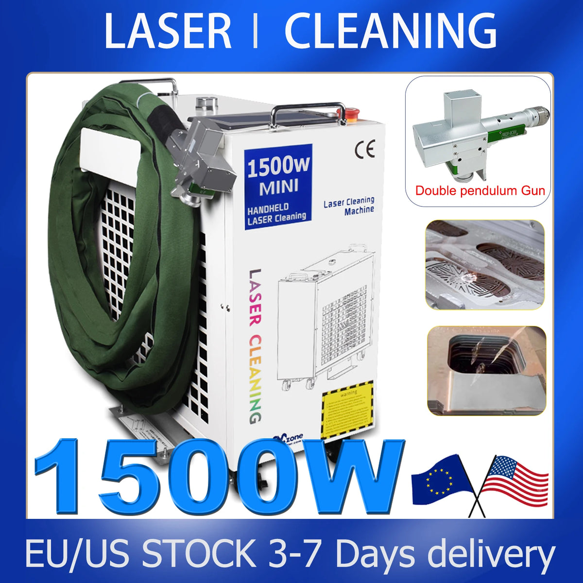 nettoyage laser portable machine rust removal blanc vert jaune industrielle modernisée(buttons handles)