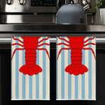 serviettes cuisine rouge homard rayées polyester absorbantes suspendues décoration marine rustic salopes