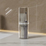 porte brosses dents dentifrice transparent gris minimaliste rayures cannellees travel toothbrush holders