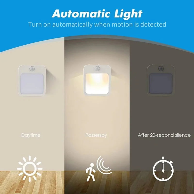 lampe nuit sans fil blanc moderne capteur mouvement adhésif interrupteur mural led chambre enfants