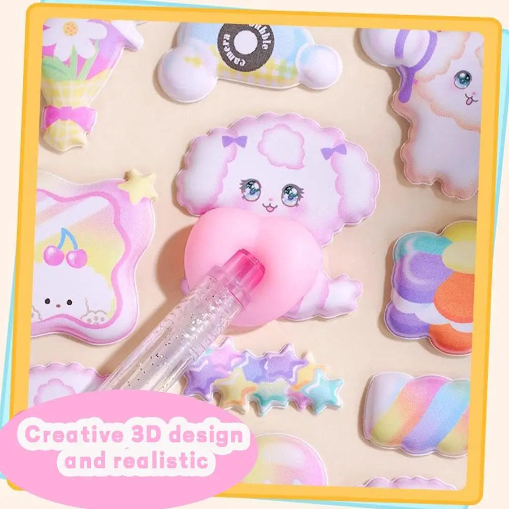 autocollants 3D animaux mignons fruits kawaii adhésifs décoratifs maison téléphone portable ordinateur