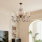 lustre classique vintage bronze blanc cristaux chaînes ampoules E14 adjustable