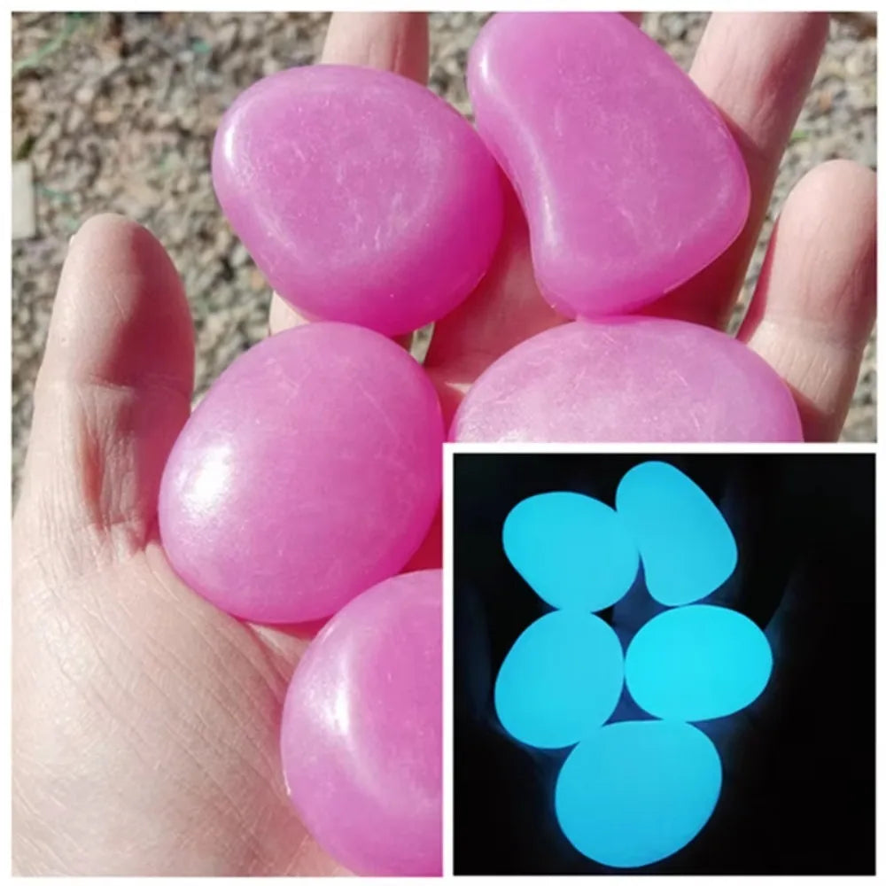 pierres décoratives luminescentes modernes multicolores vert bleu jaune opaques jardin