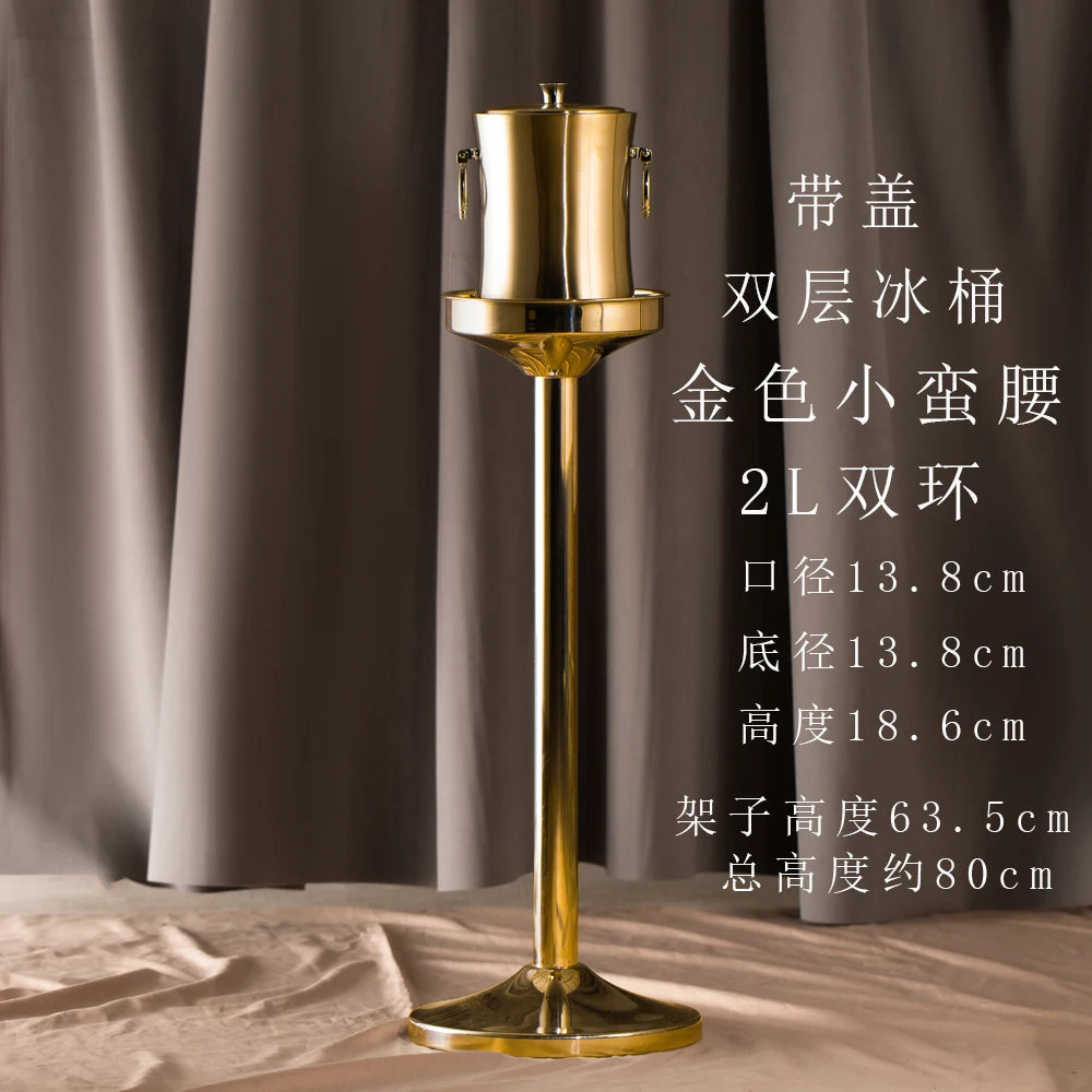 seau glace acier inoxydable argenté couvercle poignées vin champagne