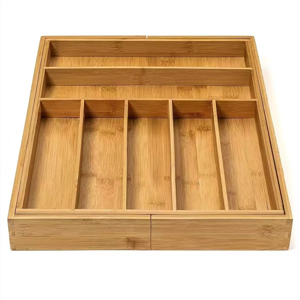 organisateur tiroir bambou respectueux environnement moderne cuisine stockage couverts fourchettes cuillères couteaux argenterie