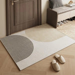 tapis d'accueil beige clair moderne rayures horizontales antidérapant salon entrée maison décoratif polyester