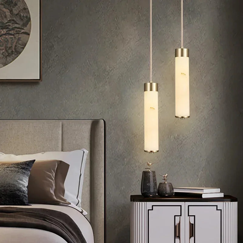 lampe suspendue marbre blanc doré moderne salon chambre étude 6000K 4000K 3000K