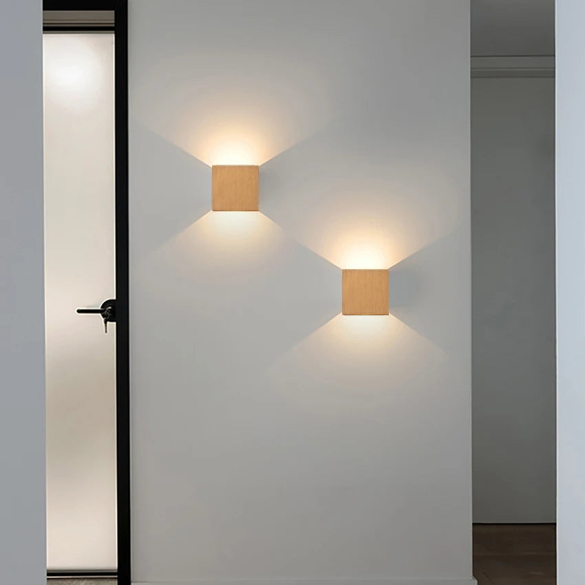 applique murale moderne 6W LED 90 260V aluminium bois naturel doré fixée mur