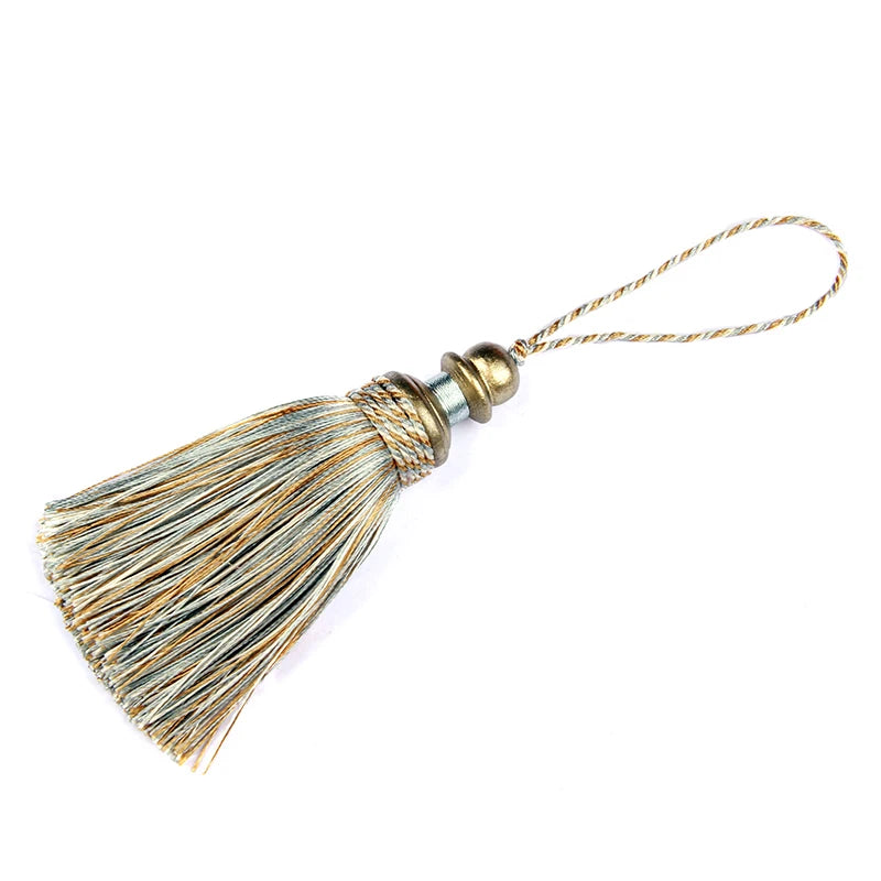 pompon polyester noir marron beige gris argenté tissu finement tressé opaques classique 21cm 8cm