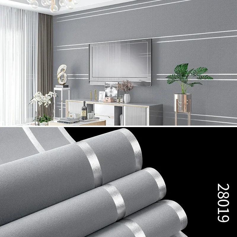 papier peint moderne rayures dorées résistant l'eau sans formaldéhyde gris bleu marron cuisine chambre