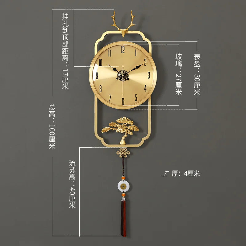 horloge murale or motif arbre moderne blanche chaîne dorée salle couloir décoINCT: titre généré