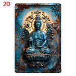 statue bouddha aluminium relief sculpté gris brun beige décoration murale intérieur extérieur (Seulement 14