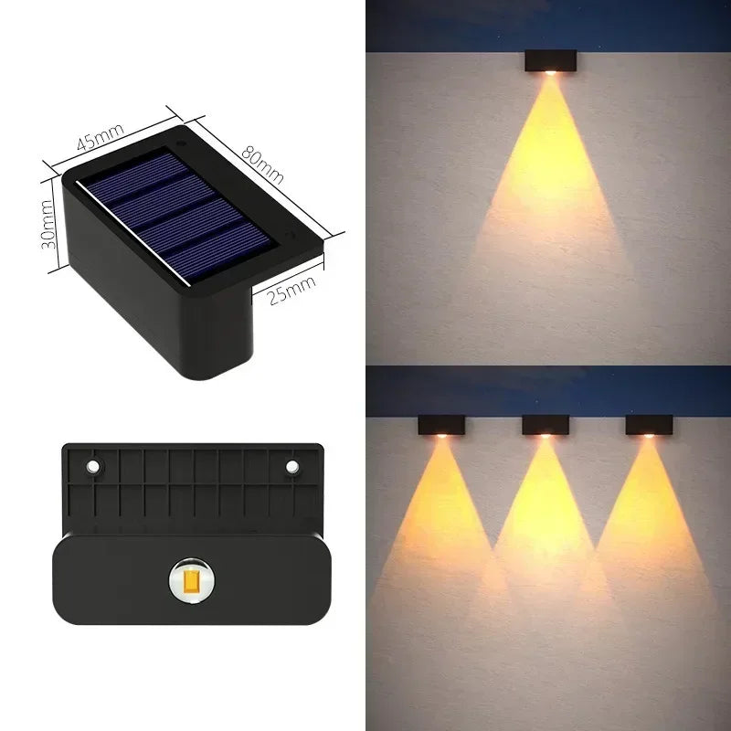 éclairage solaire mural moderne 80x45mm noir mat led rechargeableextérieur