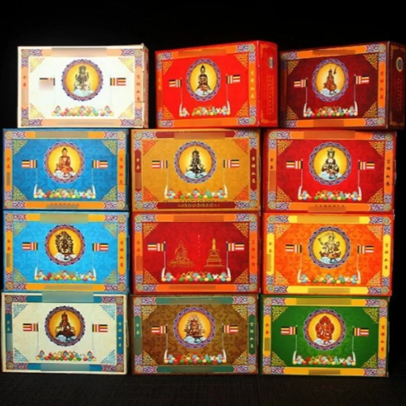 statues bouddha complète kit rituel instructions poudre sacrée rouleaux prières traditionnellements décoratives