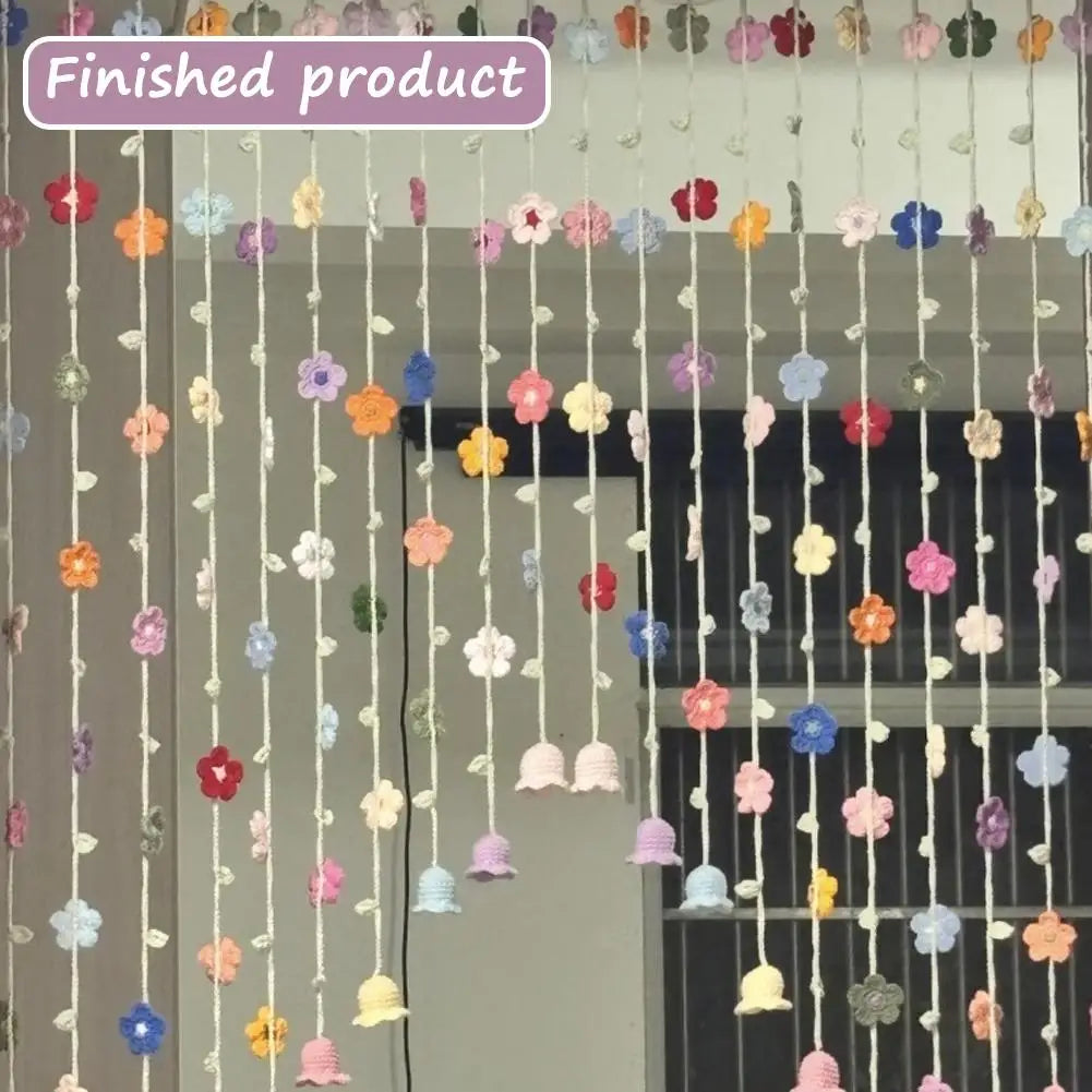 rideau porte multicolore fleurs crochetées décoration bohème intérieur semi transparent artisanal festif