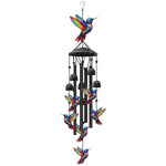 mobile vent oiseaux cloches multicolore noir extérieur jardin patio artisanal