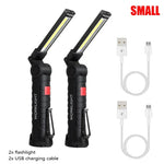 lampe travail rechargeable usb aimant noir lumiere led forte réglages luminosité camping auto défense