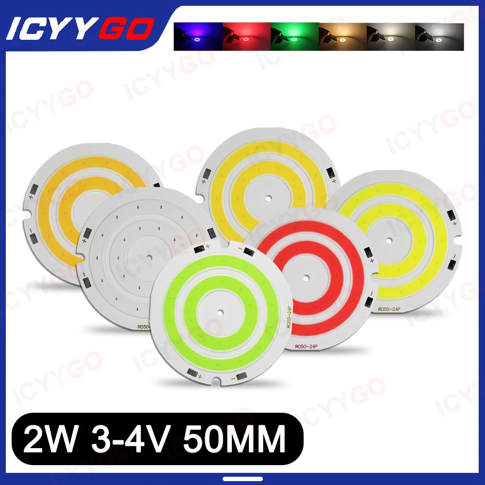 plaque led 2w 50mm blanc rouge vert jaune rayures concentriques modernes 3000k 4200k 6500k