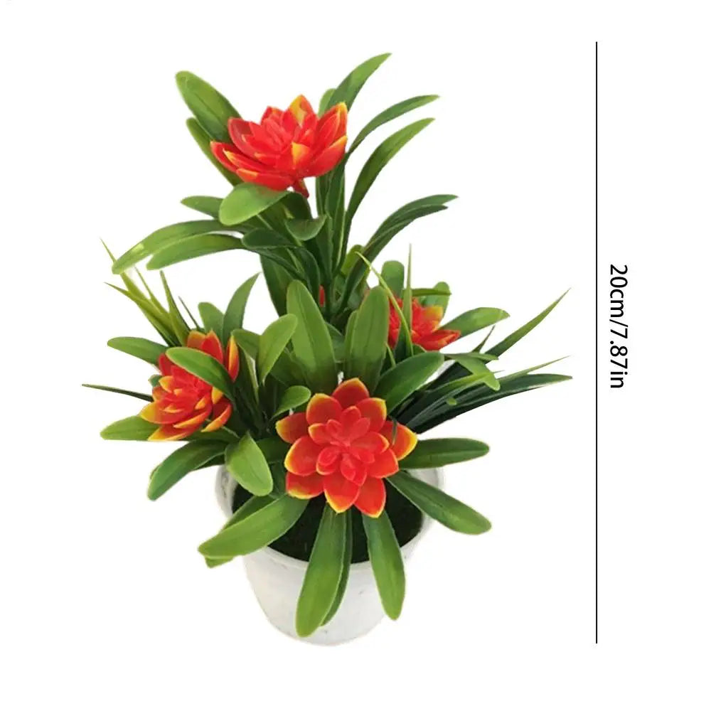 décoration maison plante artificielle pot blanc feuilles vertes fleurs colorées tropicalextérieur festif
