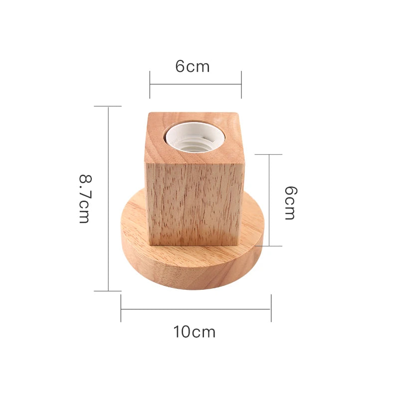 base lampe bois naturel blanc moderne minimaliste fixée E27 câble électrique interrupteur